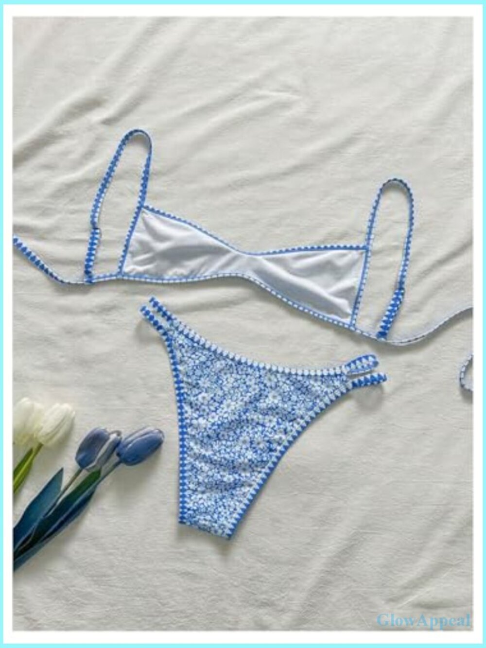 Floral Print Bikini Set Spaghetti Strap Two Piece Swimsuit - Picture 2 of 5